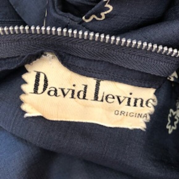 Rare Vintage 1950s David Levine Navy White Rayon Double Strap Dress 14 Large - Picture 7 of 7